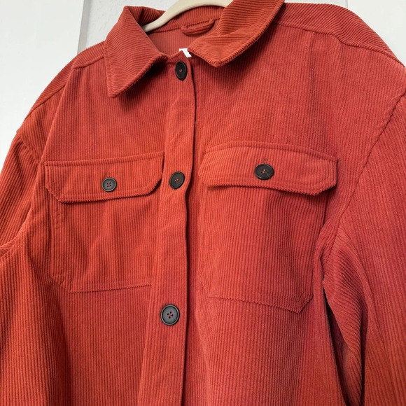 Anthropologie Avec Les Filles Relaxed Corduroy Shacket Pumpkin Fall Rust Sz L - Picture 6 of 14